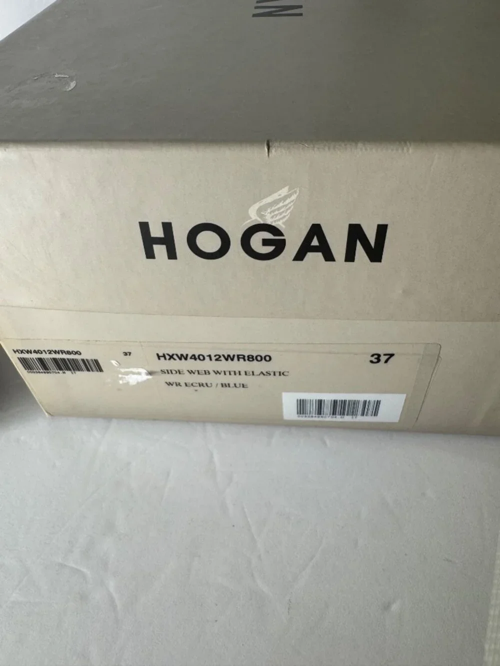 HOGAN Slip on Side Web Pull On Canvas Leather Blue White Sneakers EU 37 US 7 NIB